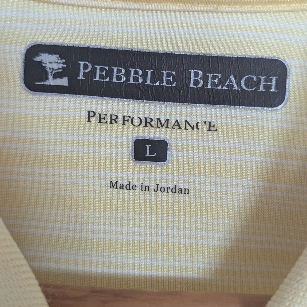 Pebble Beach Light Yellow Men's Large Polo Shirt - Picture 3 of 7